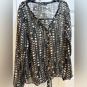 The Limited Black and Cream Dot Blouse